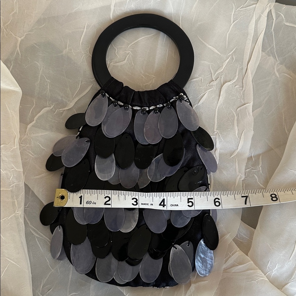 Genuine fun capiz shell purse bag black gray - Picture 4 of 10